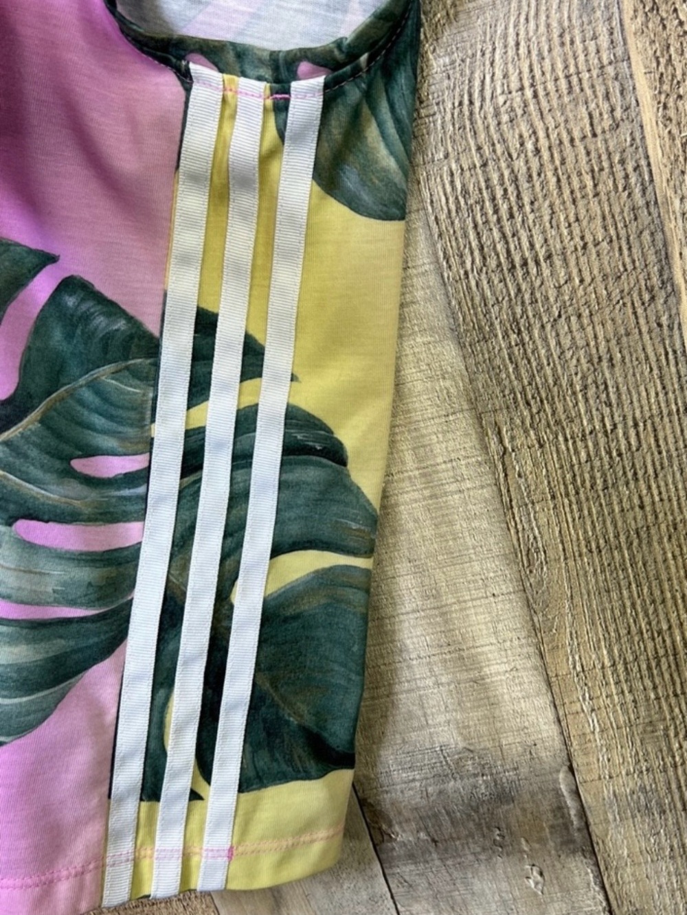 adidas Pink & Yellow Tropical Leaf Athletic Tank Top Size Sm - Picture 3 of 7
